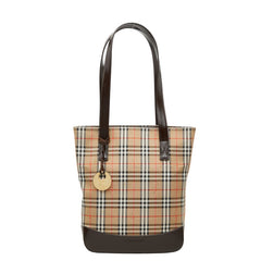 バーバリー ノバチェック シャドーホース ショルダーバッグ ベージュ ブラウン キャンバス レザー レディース BURBERRY 中古