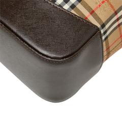 バーバリー ノバチェック シャドーホース ショルダーバッグ ベージュ ブラウン キャンバス レザー レディース BURBERRY 中古