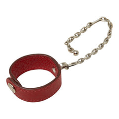 エルメス グローブホルダー 手袋ホルダー バッグチャーム □G刻印 レッド シルバー レザー レディース HERMES 中古