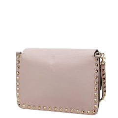 ヴァレンティノ ロックスタッズ 斜め掛け ショルダーバッグ ピンク レザー レディース VALENTINO 中古