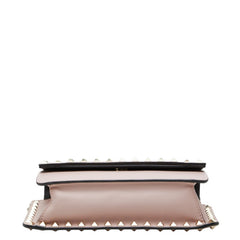 ヴァレンティノ ロックスタッズ 斜め掛け ショルダーバッグ ピンク レザー レディース VALENTINO 中古
