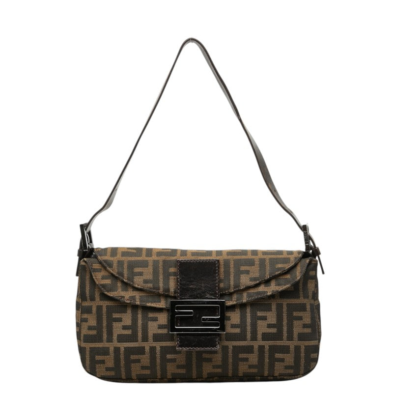 フェンディ ズッカ マンマバゲット ショルダーバッグ ブラウン キャンバス レザー レディース FENDI 中古