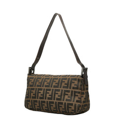 フェンディ ズッカ マンマバゲット ショルダーバッグ ブラウン キャンバス レザー レディース FENDI 中古