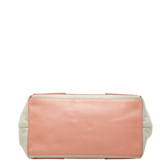 バレンシアガ ネイビーカバス S ハンドバッグ トートバッグ 339933 ピンク アイボリー レザー キャンバス レディース BALENCIAGA 中古