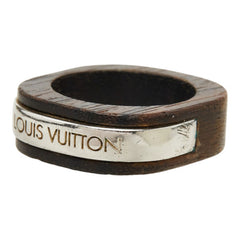 ルイ ヴィトン バーグ ボア エ ウッド リング リング 指輪 ブラウン シルバー ウッド メタル レディース LOUIS VUITTON 中古