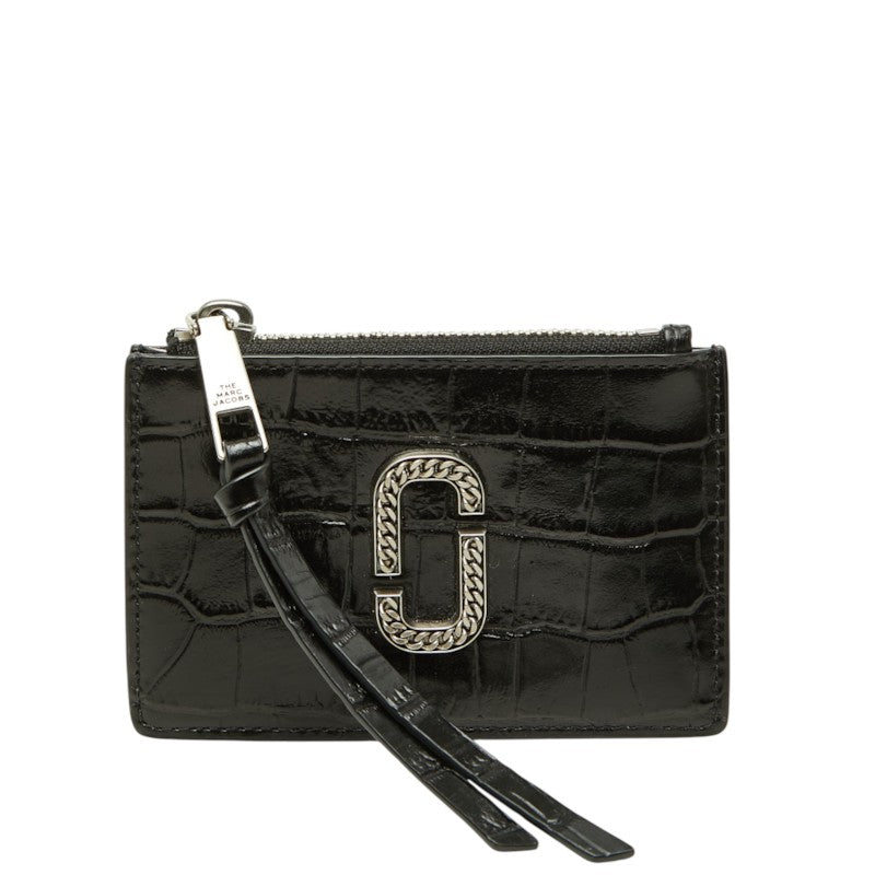 マークジェイコブス ザ クロコ エンボストップ コインケース 小銭入れ カードケース ブラック レザー レディース MARC JACOBS 中古