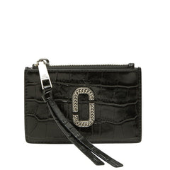 マークジェイコブス ザ クロコ エンボストップ コインケース 小銭入れ カードケース ブラック レザー レディース MARC JACOBS 中古