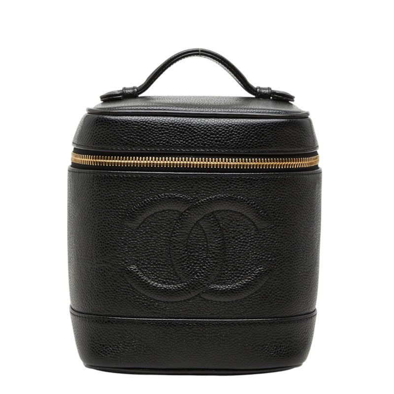 シャネル ココマーク バニティバッグ ハンドバッグ A01998 ブラック キャビアスキン レディース CHANEL 中古