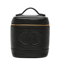 シャネル ココマーク バニティバッグ ハンドバッグ A01998 ブラック キャビアスキン レディース CHANEL 中古