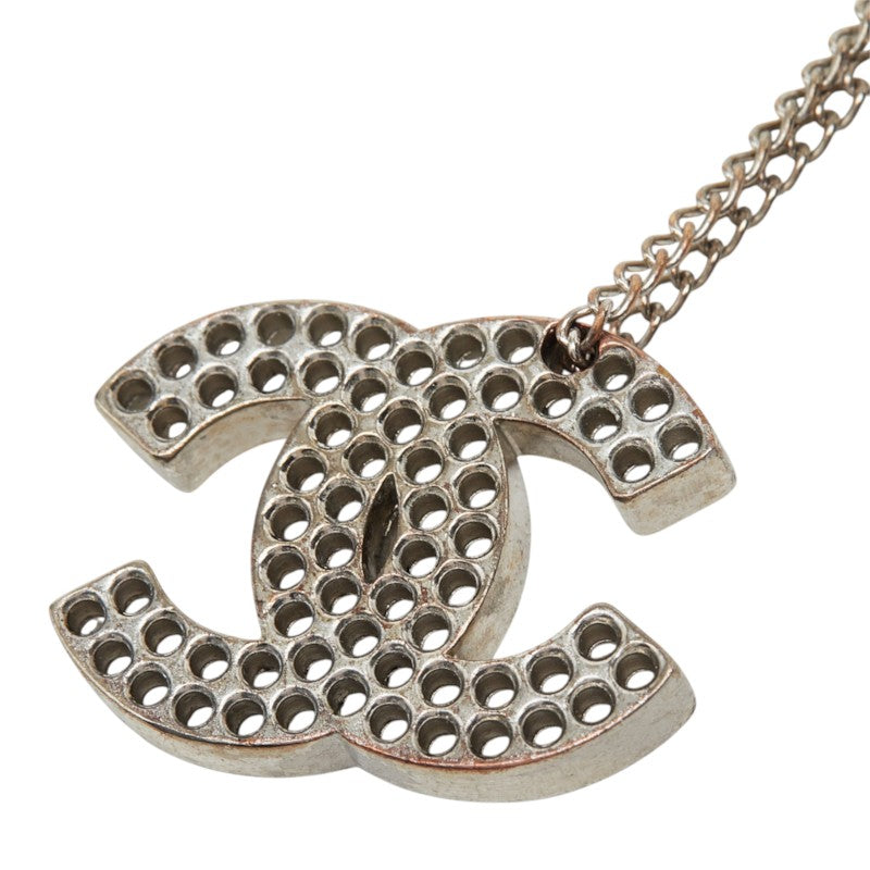 シャネル ココマーク パンチング チェーン ネックレス ペンダント 03P シルバー メタル レディース CHANEL 中古