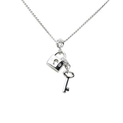 スワロフスキー 南京錠 鍵 モチーフ チェーン ペンダント ネックレス シルバー メタル ラインストーン レディース SWAROVSKI 中古