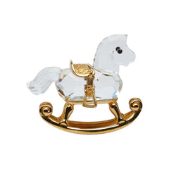 スワロフスキー フィギュリン ロッキングホース 置物 オブジェ クリア ゴールド メッキ クリスタル ユニセックス SWAROVSKI 中古