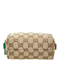 グッチ GGキャンバス ポーチ 29596 ベージュ ブルー キャンバス レザー レディース GUCCI 中古