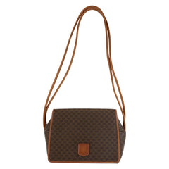 セリーヌ マカダム ショルダーバッグ ブラウン PVC レディース CELINE 中古