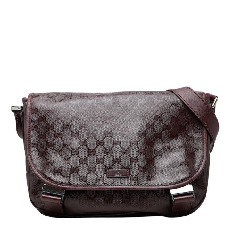 グッチ GGインプリメ 斜め掛け ショルダーバッグ メッセンジャーバッグ 201732 ワインレッド PVC レザー レディース GUCCI 中古