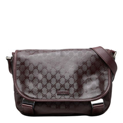 グッチ GGインプリメ 斜め掛け ショルダーバッグ メッセンジャーバッグ 201732 ワインレッド PVC レザー レディース GUCCI 中古