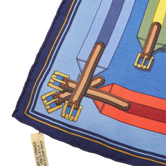 エルメス カレ45 Les Sangles サスペンダーベルト スカーフ ブルー マルチカラー シルク レディース HERMES 中古