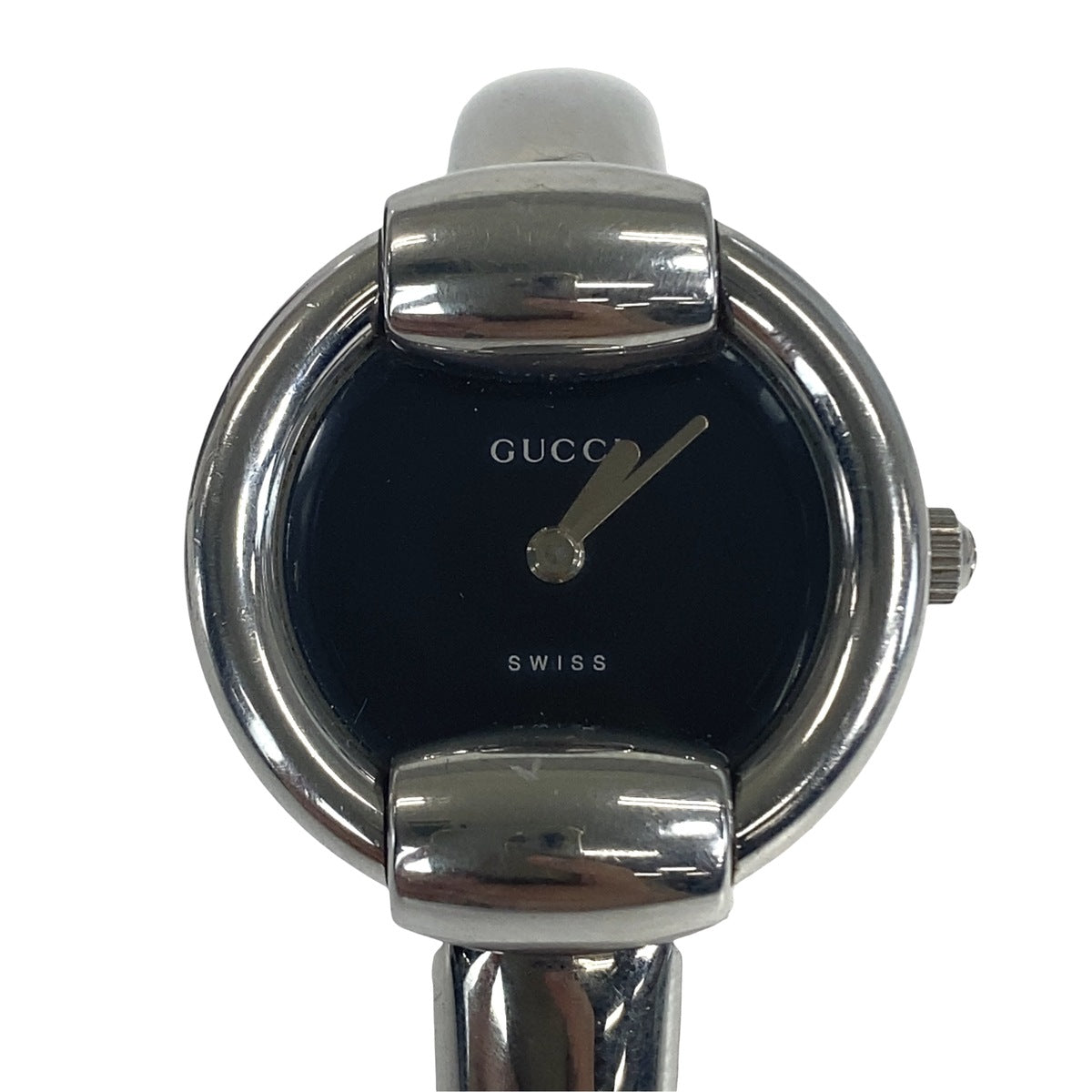 グッチ ホースビット バングルウォッチ 腕時計 1400L クオーツ ブラック文字盤 メタル レディース GUCCI 中古