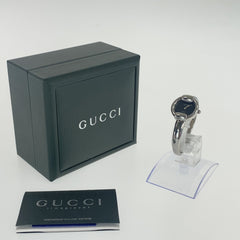グッチ ホースビット バングルウォッチ 腕時計 1400L クオーツ ブラック文字盤 メタル レディース GUCCI 中古