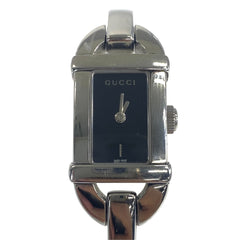 グッチ ホースビット バングルウォッチ 腕時計 6800L クオーツ ブラック文字盤 ステンレススチール レディース GUCCI 中古