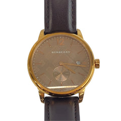 バーバリー ザ・クラシック チェック柄 腕時計 BU10012 クオーツ ステンレススチール レザー サファイアクリスタル メンズ BURBERRY 中古