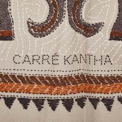 エルメス カレ ジェアン135 KANTHA カンタ ストール 大判 グレー系 マルチカラー カシミヤ シルク レディース HERMES 中古