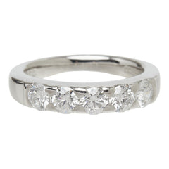 ダイヤモンド Pt900 プラチナ ダイヤ1.058ct 一文字 5連 5P 5PD リング 指輪 レディース 10.5号 中古
