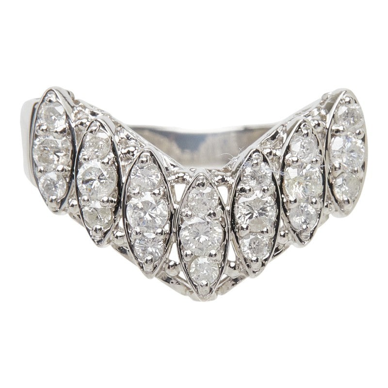 ダイヤモンド Pt900 プラチナ ダイヤ0.50ct V字リング リング 指輪 レディース 11.5号 中古