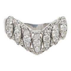 ダイヤモンド Pt900 プラチナ ダイヤ0.50ct V字リング リング 指輪 レディース 11.5号 中古