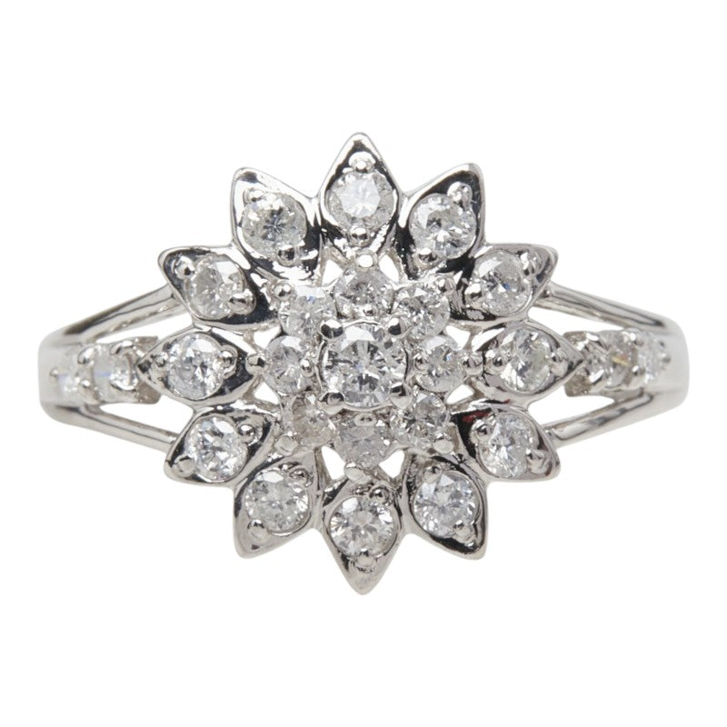 ダイヤモンド Pt900 プラチナ ダイヤ0.50ct フラワーモチーフ リング 指輪 レディース 11.5号 中古