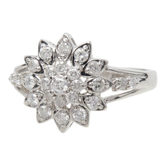 ダイヤモンド Pt900 プラチナ ダイヤ0.50ct フラワーモチーフ リング 指輪 レディース 11.5号 中古