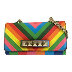 ヴァレンティノ ロックスタッズ チェーンショルダーバッグ マルチカラー レザー レディース VALENTINO 中古