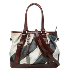バーバリー メガチェック トートバッグ ショルダーバッグ 2WAY ベージュ ブラウン キャンバス レザー レディース BURBERRY 中古