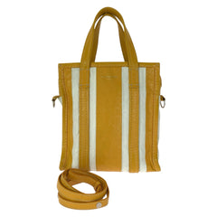 バレンシアガ バザール ショルダーバッグ ミニトートバッグ 2WAY 452458 イエロー ホワイト ラムスキン レディース BALENCIAGA 中古