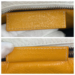 バレンシアガ バザール ショルダーバッグ ミニトートバッグ 2WAY 452458 イエロー ホワイト ラムスキン レディース BALENCIAGA 中古