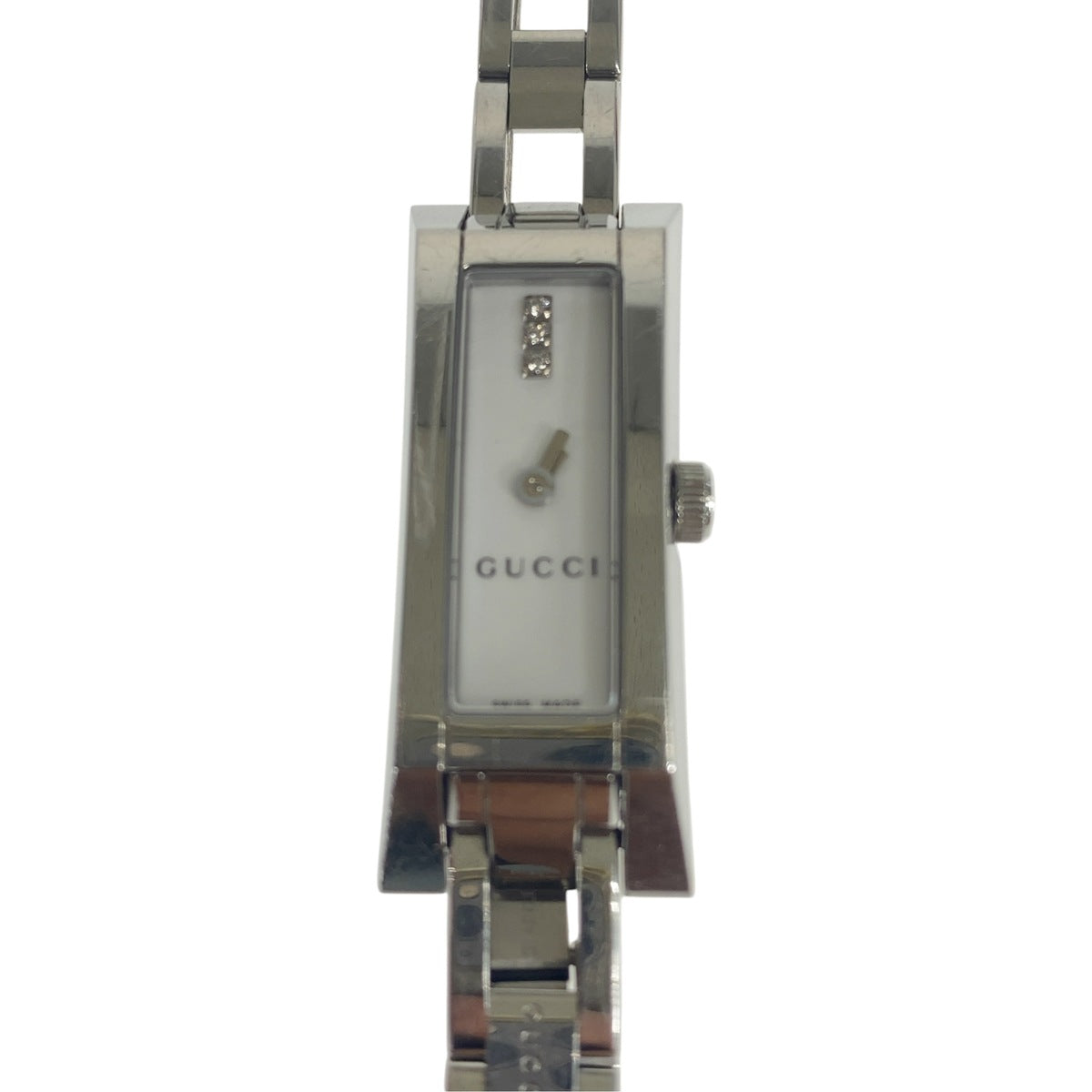 グッチ Gリンク 腕時計 110 クオーツ ホワイト文字盤 ステンレススチール ダイヤモンド レディース GUCCI 中古