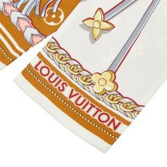 ルイ ヴィトン モノグラム バンドー ミックス アンド ストラップ 横幅スカーフ ナロースカーフ ホワイト ブラウン レディース LOUIS VUITTON 中古
