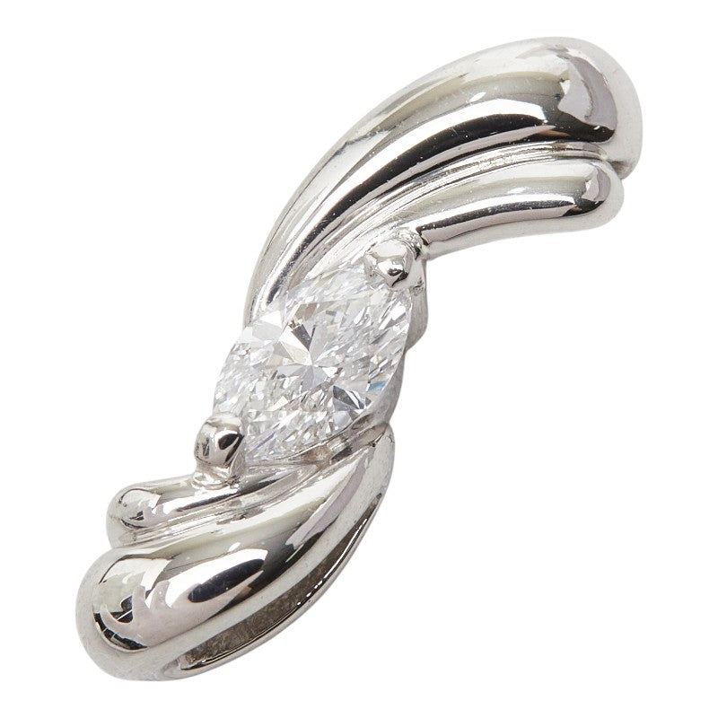 ダイヤモンド Pt900 プラチナ ダイヤ0.26ct スクリューモチーフ ストリーム リボン 波 ペンダントトップ ネックレス レディース 中古