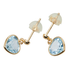 ブルートパーズ K18YG イエローゴールド ブルートパーズ ハートモチーフ スタッドピアス ピアス レディース 中古