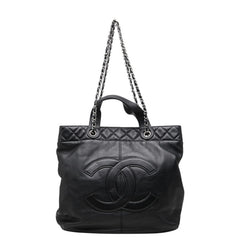 シャネル ココマーク ハンドバッグ チェーン トートバッグ ブラック ラムスキン レディース CHANEL 中古