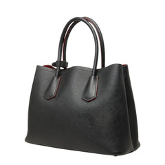 プラダ 三角ロゴプレート ドゥーブレ ハンドバッグ トートバッグ ブラック サフィアーノレザー レディース PRADA 中古