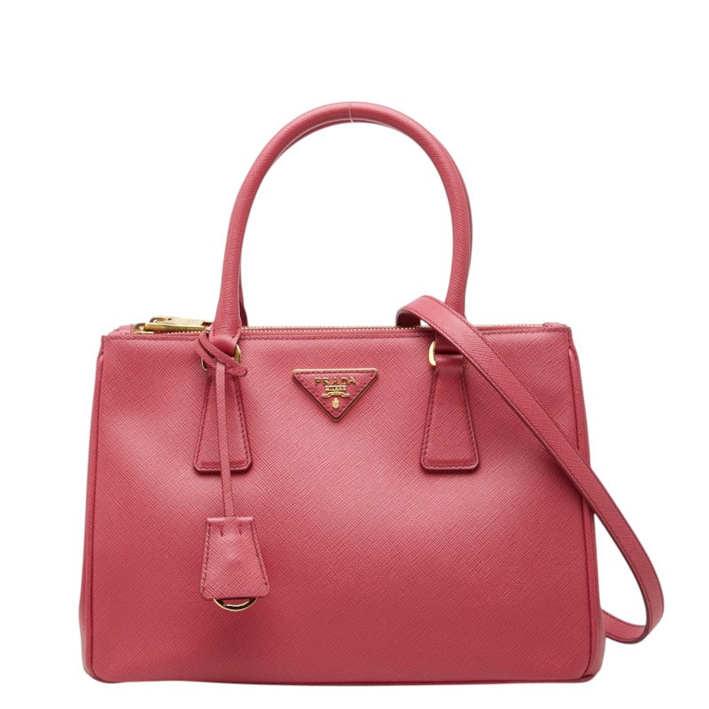 プラダ 三角ロゴプレート ガレリア ハンドバッグ ショルダーバッグ 2WAY BN2863 ピンク サフィアーノレザー レディース PRADA 中古