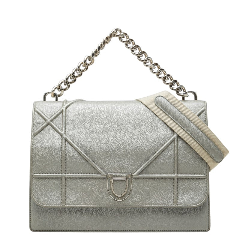 ディオール ディオラマ フラップバッグ ハンドバッグ 2WAY ショルダーバッグ グレー レザー レディース Dior 中古