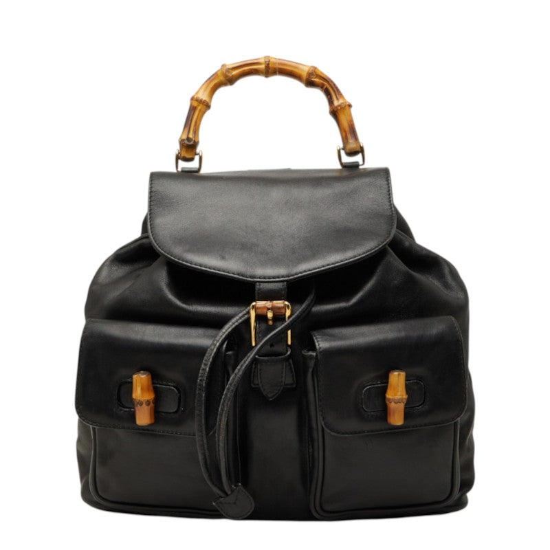 グッチ バンブー リュック バックパック 003 1998 ブラック レザー レディース GUCCI 中古