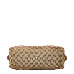 グッチ GGキャンバス GGツインズ ハンドバッグ 232958 ベージュ ピンク キャンバス レザー レディース GUCCI 中古