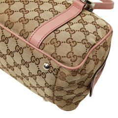 グッチ GGキャンバス GGツインズ ハンドバッグ 232958 ベージュ ピンク キャンバス レザー レディース GUCCI 中古