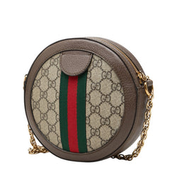 グッチ オフィディア GGスプリーム 斜め掛け チェーン ショルダーバッグ 550618 ブラウン レザー PVC レディース GUCCI 中古