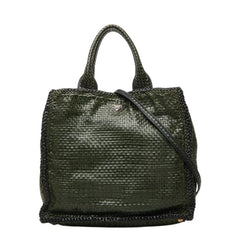 プラダ 三角ロゴプレート マドラス ハンドバッグ 2WAY ショルダーバッグ BN2222 グリーン レザー レディース PRADA 中古