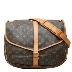 ルイ ヴィトン モノグラム ソミュール35 斜め掛け ショルダーバッグ M42254 ブラウン PVC レザー レディース LOUIS VUITTON 中古