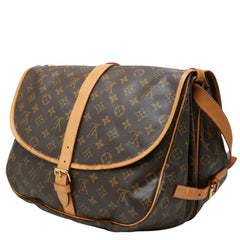 ルイ ヴィトン モノグラム ソミュール35 斜め掛け ショルダーバッグ M42254 ブラウン PVC レザー レディース LOUIS VUITTON 中古